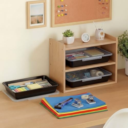 Tinlade 6 Pcs Classroom Paper Storage Bins with Lids, 13x10, Black - Image 6