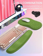 Hokafenle 2in1 Combination, Wave Keyboard Wrist Rest and Ergonomic Curvature Mouse Pad Wrist Support for Relieve Wrist Pain, Filled with Soft Cushion Memory Foam, Dill Green - Image 5