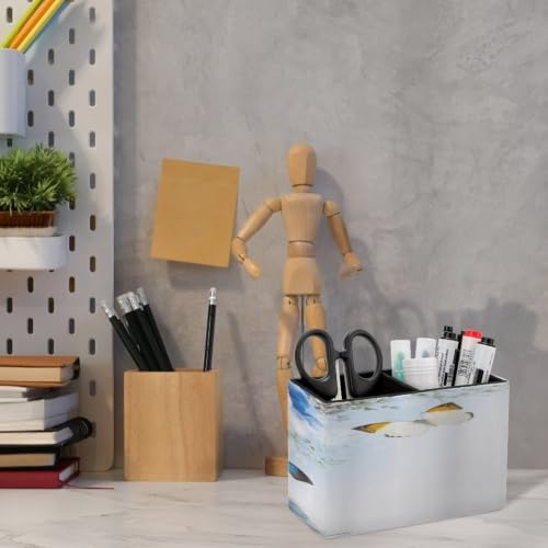 PU Leather Multi-Compartment Pen Holder Desktop Organizer Pencil Cup Storage Caddy for Office Home Supplies Wild Flowers Monarch Butterflies Lily - Image 6