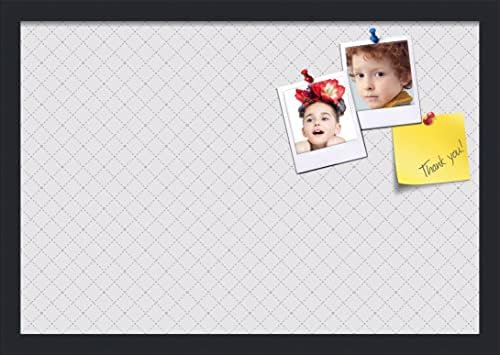 PinPix 22x15 inch Cork Bulletin Board. This Decorative Framed Pin Board Comes with Diamond Pattern in Light Grey Design and Satin Black. Ideal for Home, Office Decor or School (PinPix-524) by PinPixBulletinBoards