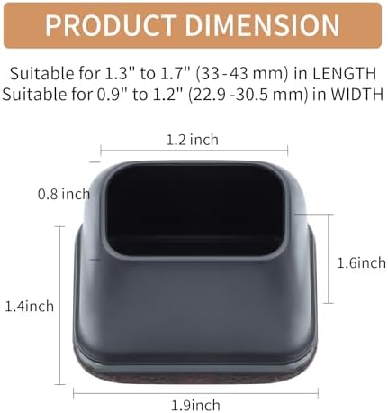 Ezprotekt 24 Pcs Rectangle Black Silicone Chair Leg Floor Protectors Caps, Rectangle Felt Chair Leg Covers Cups for Desk Chair Table - Anti- Scratches and No Noise (Fit L :1.3-1.7", W: 0.9-1.2") - Image 2