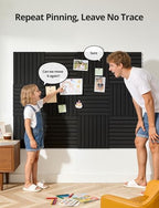 Kuchoow Felt Bulletin Board Tiles Self Adhesive Pin Cork Board Alternative for Wall, Large Panels 48"×36" 12 Pack Black Corkboard Memo Vision Display Photo Organizer for Office Home Classroom - Image 4