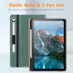 DTTO Leather Case for Galaxy Tab S10 Lite / S10 FE / S9 FE, Midnight Green - Image 4