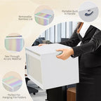 Bamboo Hanging File Organizer, Desktop File Box with Lids, 2 Pack, White - Image 4