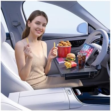 Steering Wheel Tray, Carbon Fiber 2-in-1 Car Tray & Seat Gap Filler, Car Desk, Car Laptop Desk, Car Desk for Laptop, Food Tray for Car, Steering Wheel Desk, Car Table, Universal Car Tray Organizer - Image 6