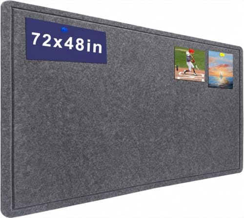 Large Bulletin Board 72" x 48" Felt Cork Board - Decor Pin Board, Dark Gray by Hrrtyueg