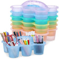 gisgfim 6 Pack Classroom Caddy Organizer with Handle, 6 Compartments, Colorful Clear by gisgfim