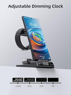 Wireless Charger for Samsung Charging Station: 3 in 1 Android Charging Stand with Dimmable Clock - Nightstand Organizer for Galaxy S25 Ultra, Galaxy Watch 8 7 6 5 4, Galaxy Buds (Not for iWatch) - Image 5