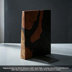 Pearlescent Black Resin Bookends, Burl Wood Book Ends for Shelves – Unique Decorative Book Supports for Study Office, Elegant Gift for Home Library (Pearlescent Black) - Image 3