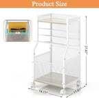3IngSeagulls Rolling File Cart, 5-Tier Mobile Filing Cabinet on Lockable Wheels, Under Desk Storage, Office Hanging Folder Storage Organization Mobile Cabinet for Office, Home, and School, White - Image 2