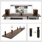 Large Dual Monitor Stand Riser 43.3IN，Vintage Home Office Storage For Desk Accessories，Solid Wod Desk With Adjustable Legs For computer/PC/Laptop/Printer/Container/dressing table - Image 4