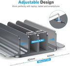 OMOTON Dual Vertical Desk Laptop Stand Holder, Fits MacBook Air/Pro, Grey - Image 4