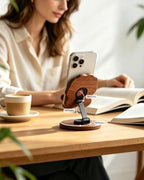 Gift for Dog Lovers – Wooden Dog Phone Stand – 360° Rotating Handmade Desk Decor – Solid Wood Desk Companion for Home Office (Golden Retriever) - Image 4
