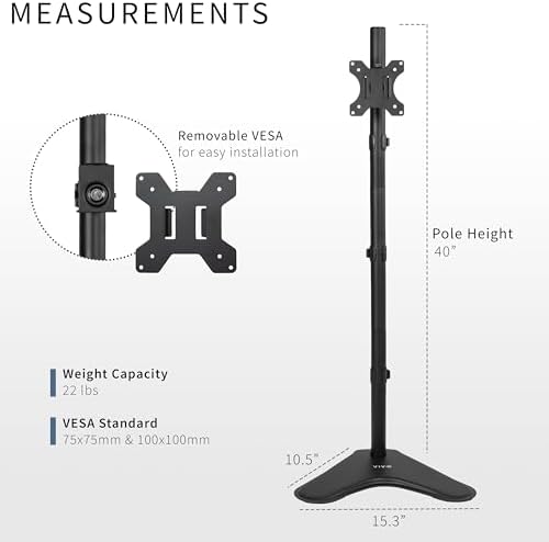 VIVO Single Monitor Desk Stand for 13 to 27 inch Screens, STAND-V011H - Image 3