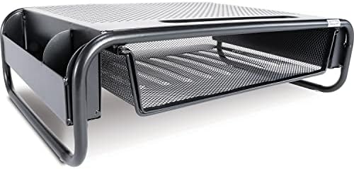 Allsop 32166 Metal Art Organizer 5 Riser Monitor Stand with Drawer and Side Caddies, Black - Image 3