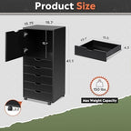 DEVAISE 5 Drawer Cabinet with 1 Door, Mobile Office File Cabinet, Black - Image 3