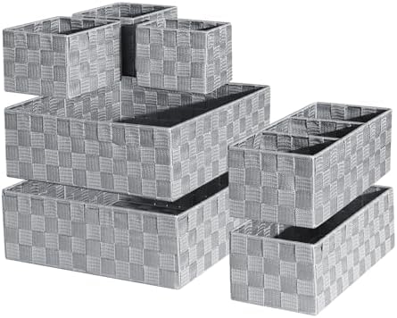 Set of 7 Nested Woven Cube Baskets, Drawer Organizers in Multi-sizes by ORGMASTER