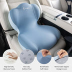 FLORICH Memory Foam Truck Seat Cushion,Car Seat Cushion and Lumbar Support Pillow for Office Chair, Ergonomic Back Support & Sciatica Relief for Long Drives(Blue) - Image 2