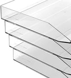 Acrimet 4 Tier Paper Organizer Letter Tray – Plastic Stackable Desk File Organizer, Side Load Paper Sorter for Letter/A4 Office File Folder Holder – Clear Crystal - Image 7