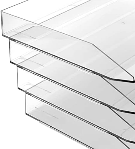 Acrimet 4 Tier Paper Organizer Letter Tray – Plastic Stackable Desk File Organizer, Side Load Paper Sorter for Letter/A4 Office File Folder Holder – Clear Crystal - Image 7