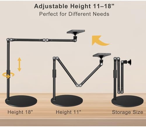 Magnetic Overhead Phone Mount for Desk, MagSafe-Compatible 17 in Long Arm iPhone Holder, 360° Swivel Stand for Video Recording, Filming, Live Streaming, Cooking, and DIY Crafts - Image 4