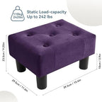 Poofzy Small Foot Stool Ottoman, Velvet Ottoman Foot Rest with Legs, Rectangle Foot Rest for Couch, Footstools and Ottomans Small for Living Room and Entryway (Purple) - Image 3