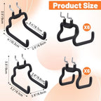 12 Pack Pegboard Hooks (6 S + 6 M), Heavy Duty Iron Utility Hooks Fit 1/4" Pegboards, Anti-Scratch Tool Organizer Hangers for Garage, Workbench, Craft Room, Kitchen - Black - Image 2