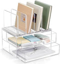 Ripeng Acrylic Desk Organizer with 2 Drawers, Vertical File Holder with 5 Detachable and Adjustable Dividers, Clear Desk Organizers and Accessories for Home, Office, School by Ripeng