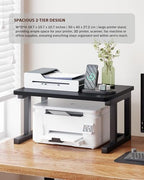 Desktop Printer Stand, 19.7″x 15.7″ 2-Tier Large Printer Shelf fit 3D Laser Printer/Scanner/Fax Machine, Industrial Storage Rack for Home Office Storage, Black P5040-B - Image 2
