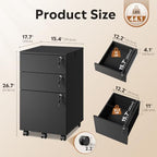 DEVAISE 3 Drawer Wood File Cabinet with Individual Locks, Black - Image 2