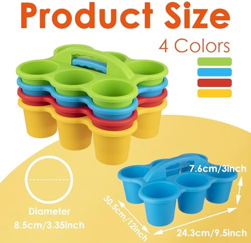 2 Pack Classroom Caddy For School,Kidsroom,Pencil Holder,Plastic Cup Caddy for Drink Delivery (Rainbow Color-4pack) - Image 5