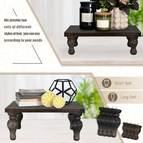 MAONAME Decorative Wood Display Risers, Washed Black Wooden Pedestal Stand - Image 4