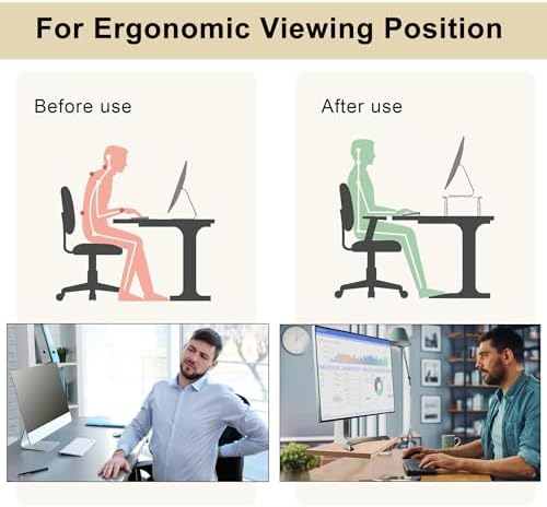 Monitor Stand Riser,Wood & Acrylic Computer Monitor Stand with LED Light,Desk Accessories Desktop Organizer Stand for Computer,Laptop,Printer,PC & TV Screen Riser… (All White) - Image 4