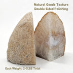 Natural Agate Geode Bookends Pair - 2-3 lbs Heavy Duty Small Crystal Bookends for Shelves | Non-Slip Decorative Book Ends for Heavy Books | Home Office Decor - Image 2