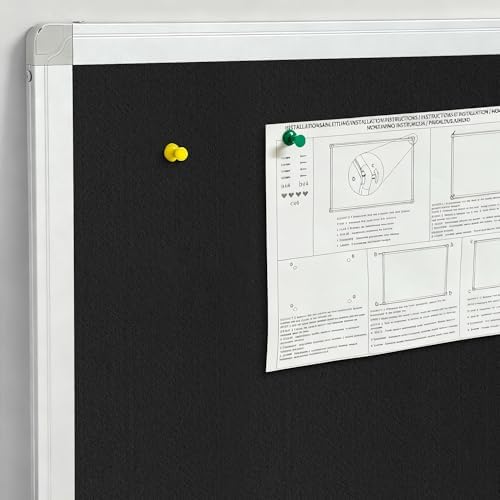 Large Cork Bulletin Board, 48 X 36 in Foldable Silver Aluminium Frame Noticeboard for Wall, 4'x 3' Large Wall Mounted Memo Notice Pin Board with 28 Push Pins for School, Home & Office (Black) - Image 5
