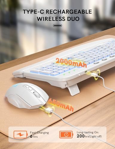 SABLUTE Wireless Keyboard and Mouse Combo, Ergonomic Wave with Wrist Rest - Image 6
