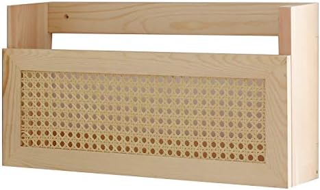 FIRADE Wood Magazine Wall Rack with PE Rattan Grid,Size 17.3" x 4" x 9.4",File Holder For Entryway,Living Room,Waiting Room,Kids’ room,Office - Image 6