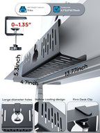 NODOCA No Drill Under Desk Cable Management Tray, 14'' Wire Management, Punch-Free Clamp on, Metal Cable Tray, Wire Organizer Under Desk, Under Desk Basket for Office and Home, Black - Image 3