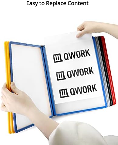 QWORK Wall Mount Reference Display System, 10 Multicolored Flip Folders for 20 Views, 8.5 x 11 Inch Document Organizer for Workshop, Restaurant Menu, Office - Image 6