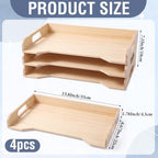 Yinkin Wooden Stackable Paper Trays 4-Tier Wooden Paper Organizer for Desk Letter Documents Wood Desktop File Organizers for Desktop File Holder and Office Supplies Rack for Home Office Use (Natural) - Image 2