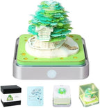 3D Memo Pad Time Piece Calendar 2027,3D Calendar Memo Pad DIY Notes Notepad Paper Carving Art Green Tree House,3D Desk Calendar 2027 With Lights by Easolay