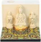 3D Memo Pad, 3D Calendar 2027, Time Piece Calendar, Tear-Off Calendars 2027, 3D Paper Carving Art Memo Pad, Art Carving Sticky Notes for Office Home Gifts Ornaments (Guanyin) by JCSY