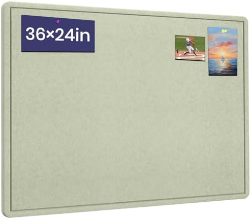 Bulletin Board 36" x 24" Felt Cork Board - Decorative Pin Board, Sage Green by Hrrtyueg