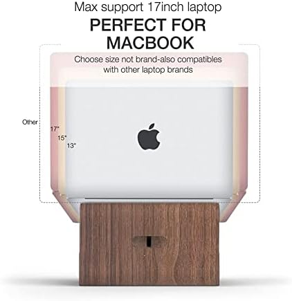 SAMDI Laptop Stand Wood, Wooden Cooling Computer Holder, Notebooks Desktop Mount for MacBook Air, Pro 13 15, iPad Pro 12.9, Dell XPS, Surface, Chromebook 11 to 17 (Walnut) - Image 5