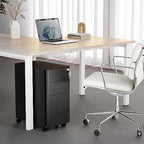 Mount-It! Slim 3 Drawer Rolling File Cabinet with Lock, Mobile Metal Filing Cabinet on Wheels for Under Desk Home & Office Storage, Letter Legal A4, Black - Image 2