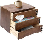 Wooden Desk Organizer with Drawers & Lock, Desktop Countertop Storage Cabinet Lockable Home Office Supplies File Tabletop Organizing Unit (3 Drawer - Retro Walnut) - Image 7
