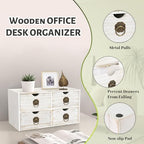 Wood Desk Organizer, White Wooden Desktop Organizer with Drawer, Tabletop Storage Organization Box for Countertop, Home Office Supplies Bills, 13.5x6.6x7.09 Inch(4 Drawer) - Image 5