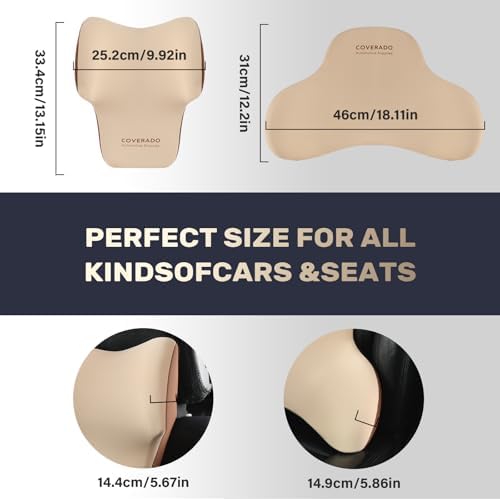 Coverado Lumbar Support and Car Neck Pillow, Ergonomic Memory Foam Desk Chair Cushion and Headrest Pillow for Car Office Chair, Sciatica & Neck & Tailbone Cushion - Image 3