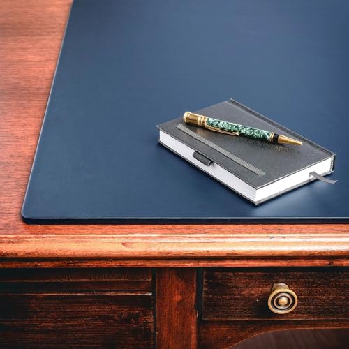 DACASSO Leatherette Conference Table Pad - Luxury Leather Desk Blotter for Writing - Padded Executive Desk Surface Protector - (Navy Blue, 22” x 14”) - Image 4