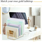 2 Pcs 2 Pcs Wire File Sorter Desk 7 Section Organizer, Golden - Image 6